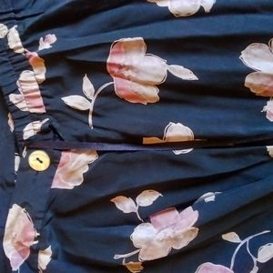 Black floral silk Rena Rowans Skirt